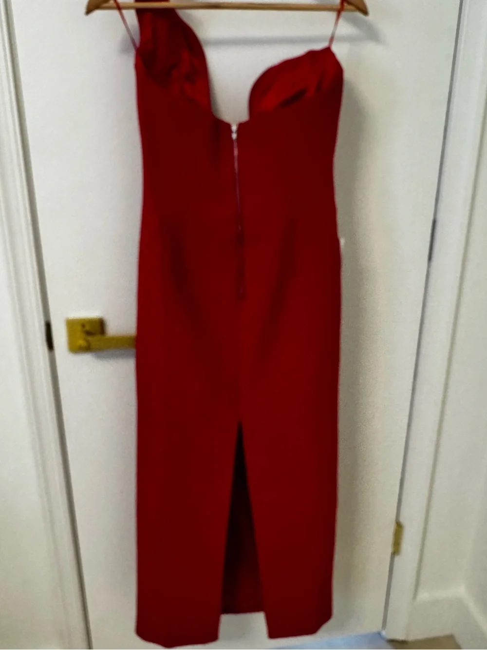 Bardot Red Strapless Midi Dress with Sculpted Flame Neckline in fire red - Picture 7 of 12